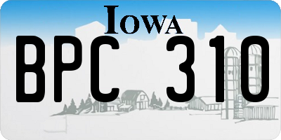 IA license plate BPC310