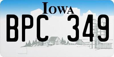 IA license plate BPC349