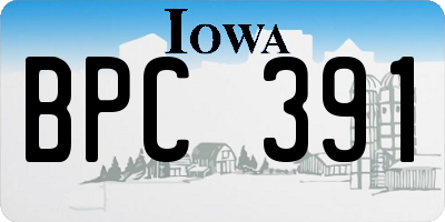 IA license plate BPC391