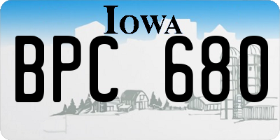 IA license plate BPC680
