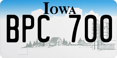 IA license plate BPC700