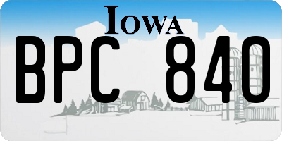IA license plate BPC840