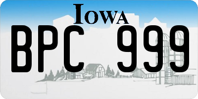 IA license plate BPC999