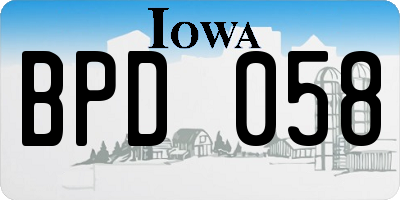IA license plate BPD058