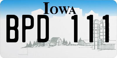 IA license plate BPD111