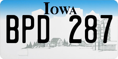 IA license plate BPD287