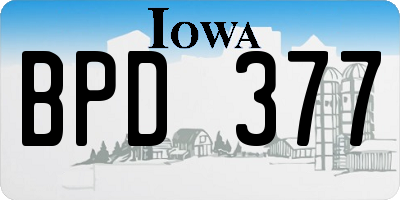 IA license plate BPD377