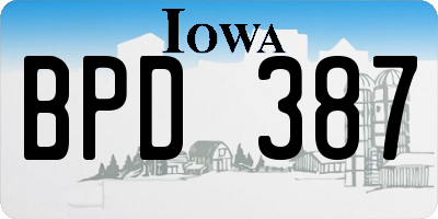 IA license plate BPD387