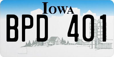 IA license plate BPD401