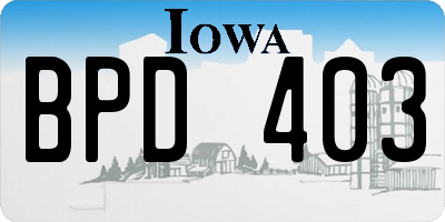 IA license plate BPD403