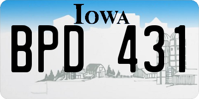 IA license plate BPD431