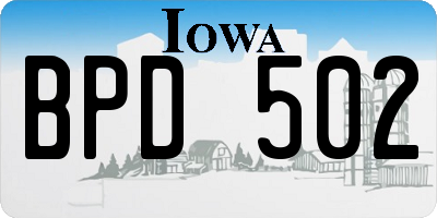 IA license plate BPD502