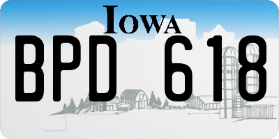 IA license plate BPD618