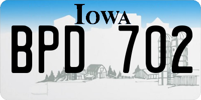 IA license plate BPD702