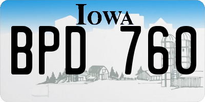 IA license plate BPD760