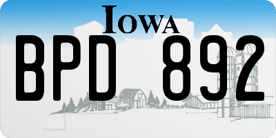 IA license plate BPD892