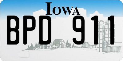 IA license plate BPD911