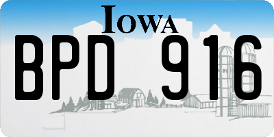 IA license plate BPD916