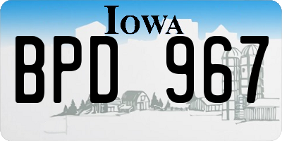 IA license plate BPD967