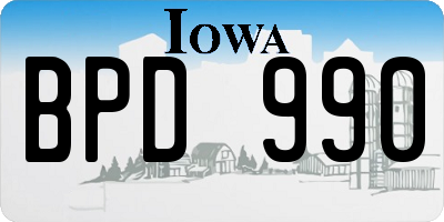 IA license plate BPD990