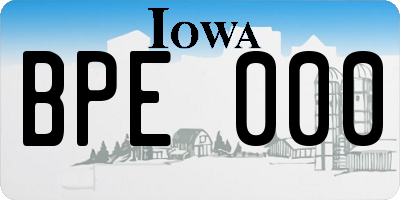 IA license plate BPE000