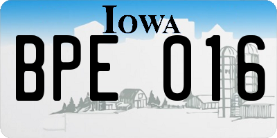 IA license plate BPE016