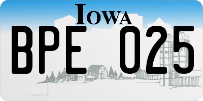 IA license plate BPE025