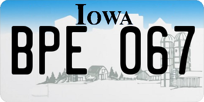 IA license plate BPE067