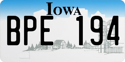 IA license plate BPE194