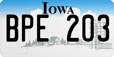 IA license plate BPE203