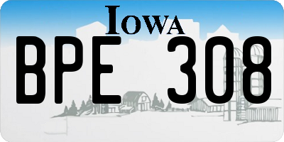 IA license plate BPE308