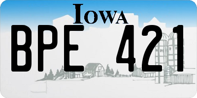 IA license plate BPE421