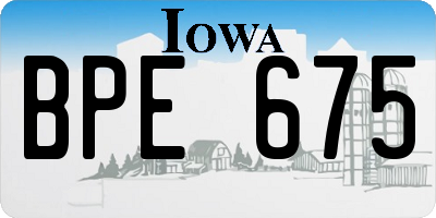 IA license plate BPE675