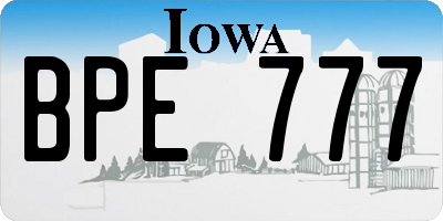IA license plate BPE777