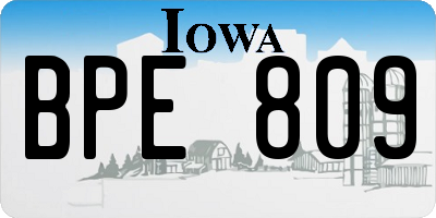 IA license plate BPE809