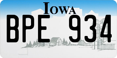 IA license plate BPE934