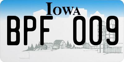 IA license plate BPF009