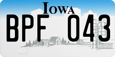 IA license plate BPF043