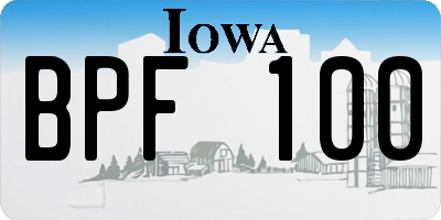 IA license plate BPF100