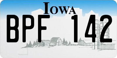 IA license plate BPF142