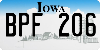IA license plate BPF206