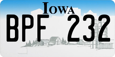 IA license plate BPF232