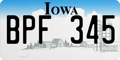 IA license plate BPF345