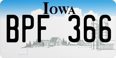 IA license plate BPF366