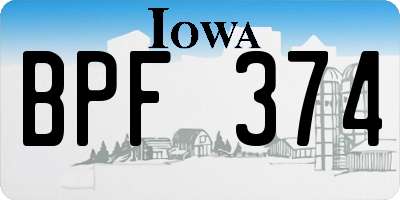 IA license plate BPF374