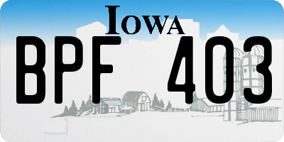 IA license plate BPF403