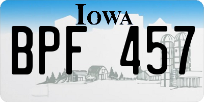 IA license plate BPF457