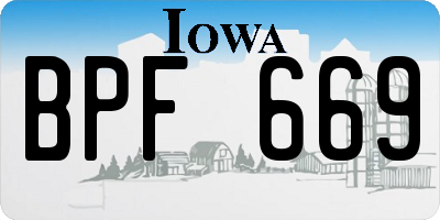 IA license plate BPF669