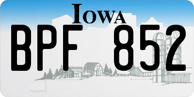 IA license plate BPF852