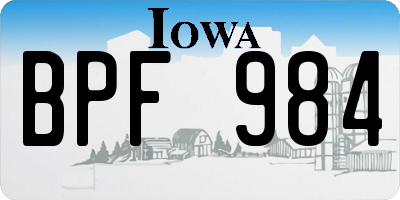 IA license plate BPF984